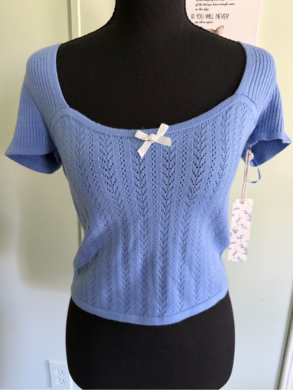 The Prairie by Rachel Ashwell Ribbed Scoop Neck Top - Dusty Blue. Size M.